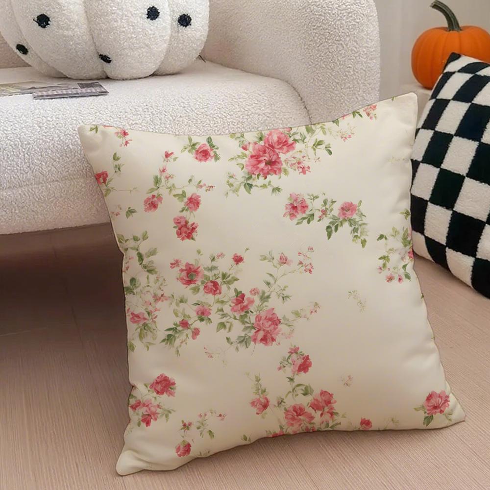 Fresh Floral Pillow Elegant Minimalist Cushion Cover Throw Pillow Cover Hidden Button Durable Polyester Chair Cushion