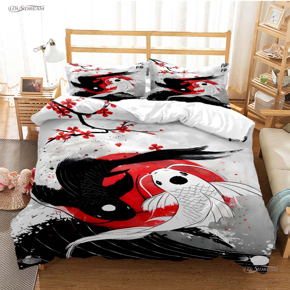 Comforter Yin Yang Koi Fish Casal All Season Duvet Luxury Bedding Set Soft And S Teen Single/Double/Queen/King