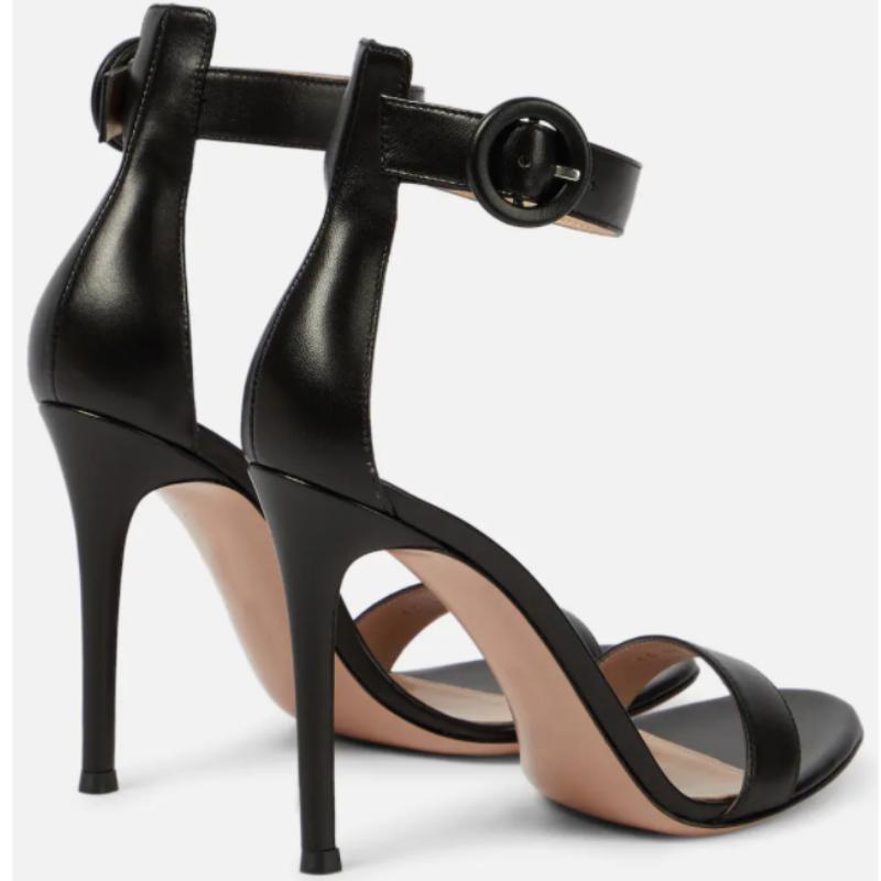 Black Women's Sandals Summer 2025 Sexy Peep toe Stiletto High Heels Ankle Strap White Wedding Dance Shoes Ladies Big Size