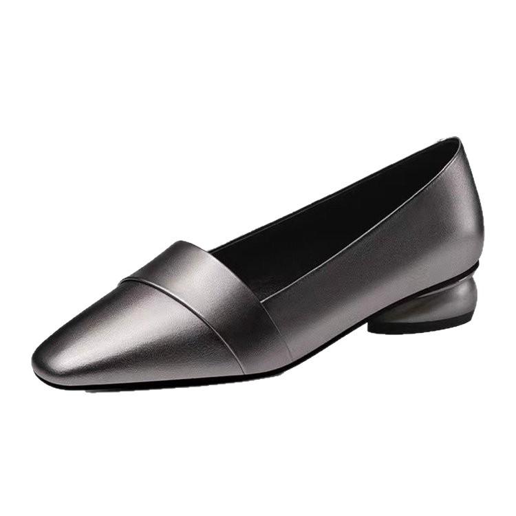 Premium shallow single shoes women's 2025 autumn new comfortable soft sole thick heel work leather shoes flat women's shoes