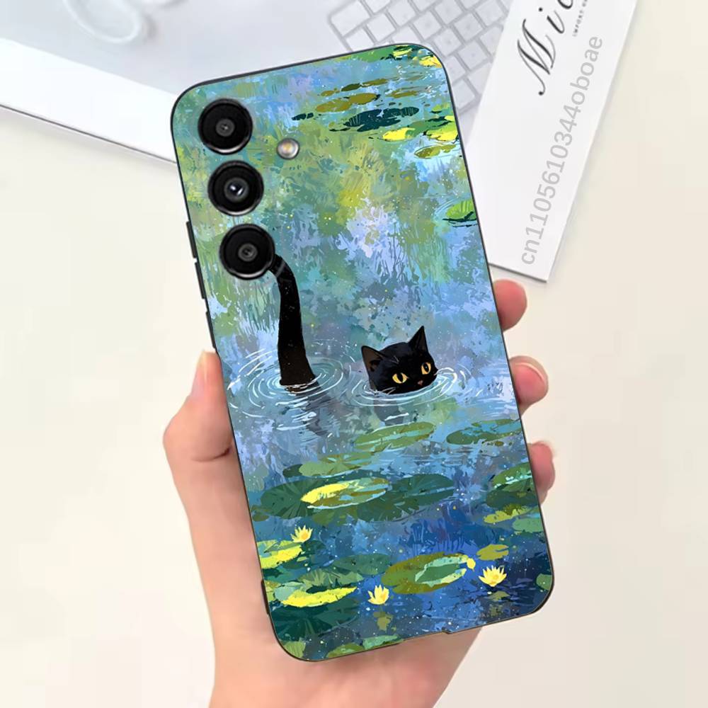 

Ретро Масляная Живопись Черная Кошка Чехол для Телефона Для Samsung S25,24,21,22,23,20,S30,Ultra,Plus,Fe,Lite,Note,5G Черный Чехол SamsungS21lite