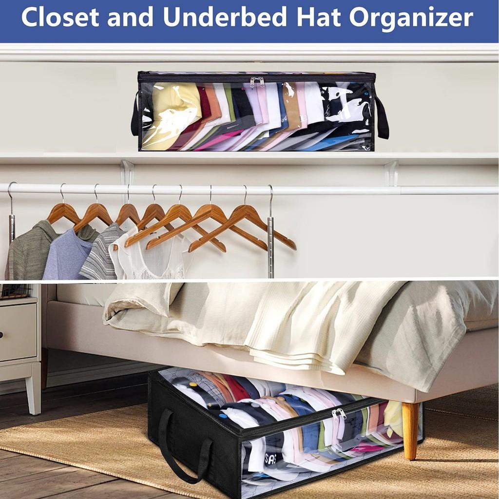 Clothing Storage Box With Clear Lid And Foldable Design For Bedroom And Closet Organization