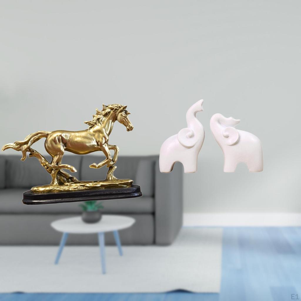 Elegant Horse And Elephant Figurine Sculptures Unique Collectible Art Ornaments for Desk Tabletop