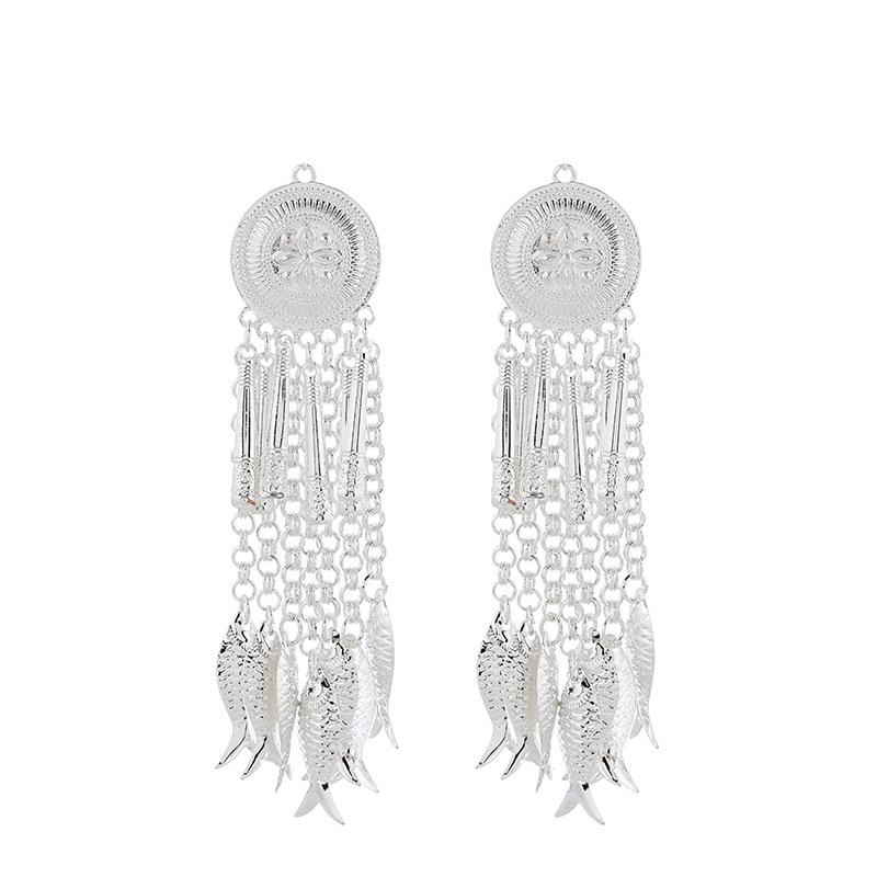 Antique Miao Silver Headdress Hairpin Retro Tassel Step Shake Women's Hanfu Warring States Robe Edge Clip Hair Accessories