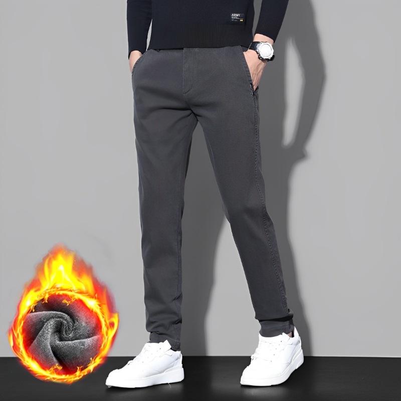 Spring and Autumn Men's Large Size Plus Velvet Thickened Business Casual Pants