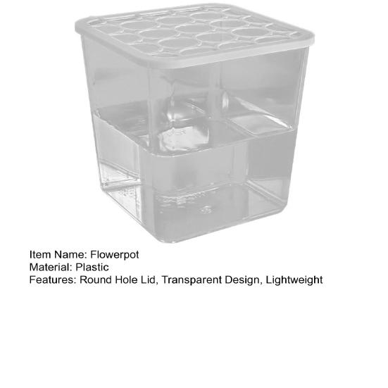 1/2/4Pcs Mini Flowerpot Round Hole Lid Transparent Design Easy Flower Arrangement Square Plastic Pot Home Decor