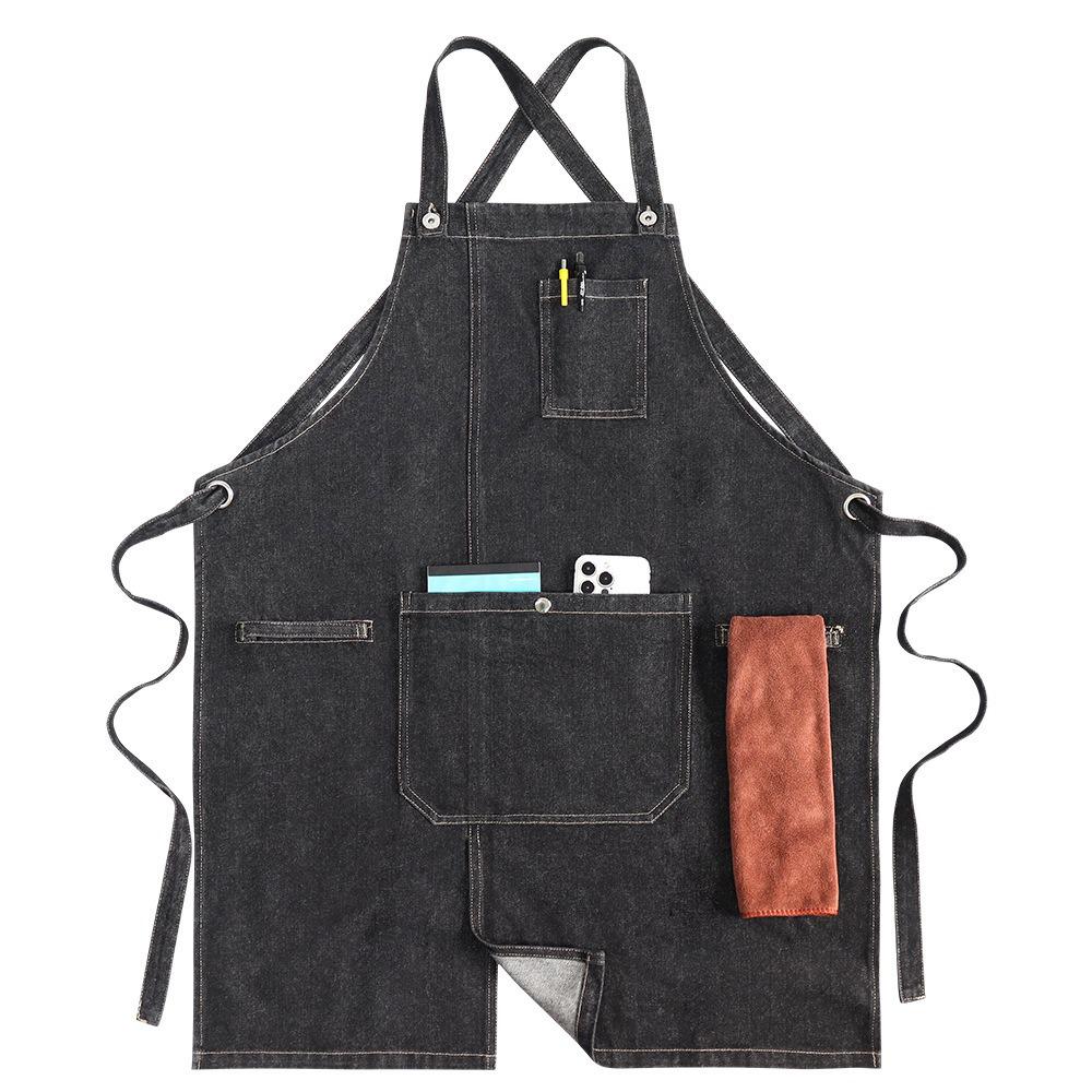 Waterproof Denim Apron: Ideal for Kitchen, Coffee Shop, BBQ, Gardening, and Barber Workwear