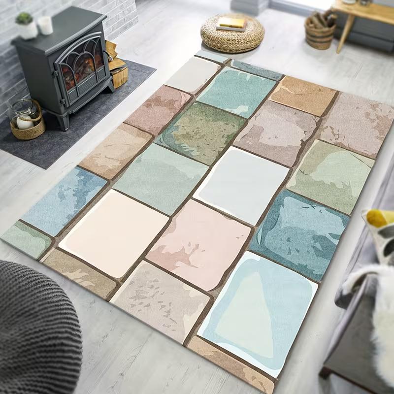 Imitation Cobblestone Stone Texture Area Rug Non Slip Floor Mat Entryway Kitchen Household Indoor Modern Decor Carpet
