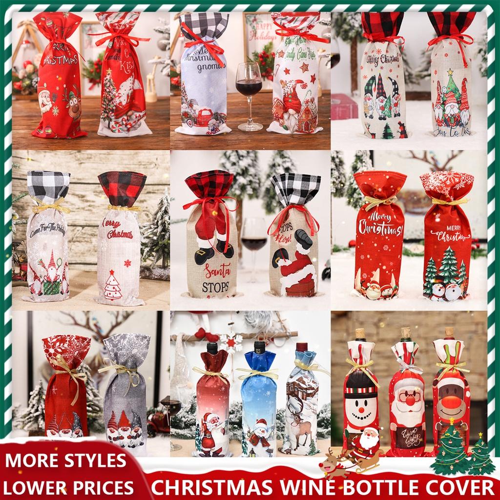 Cross-border New Christmas Decoration Cute Cartoon Printed Wine Bottle Bags