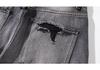 Men's Vintage Washed Black Wide-Leg Ripped Jeans