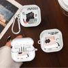 Clear Earphone Cases Cover With Hook Case For Samsung Galaxy Buds 2Pro Live 3 FE 4Pro 2 3Pro 4 Pro Cartoon Working Cat
