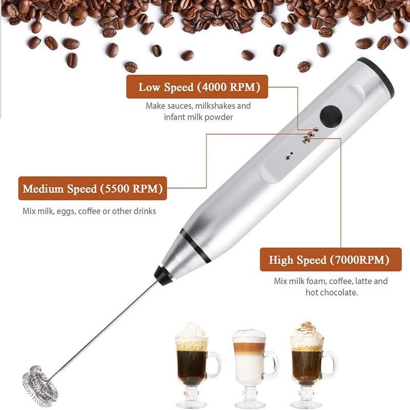 Mousseurs à lait sans fil Mélangeur à main électrique avec mini-cafetière électrique USB Mélangeur à fouet pour café Cappuccino Crème