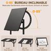Tiltable Drafting Table, 0-85 Degrees, Height-Adjustable, Non-Slip Edge, Steel Frame, Black