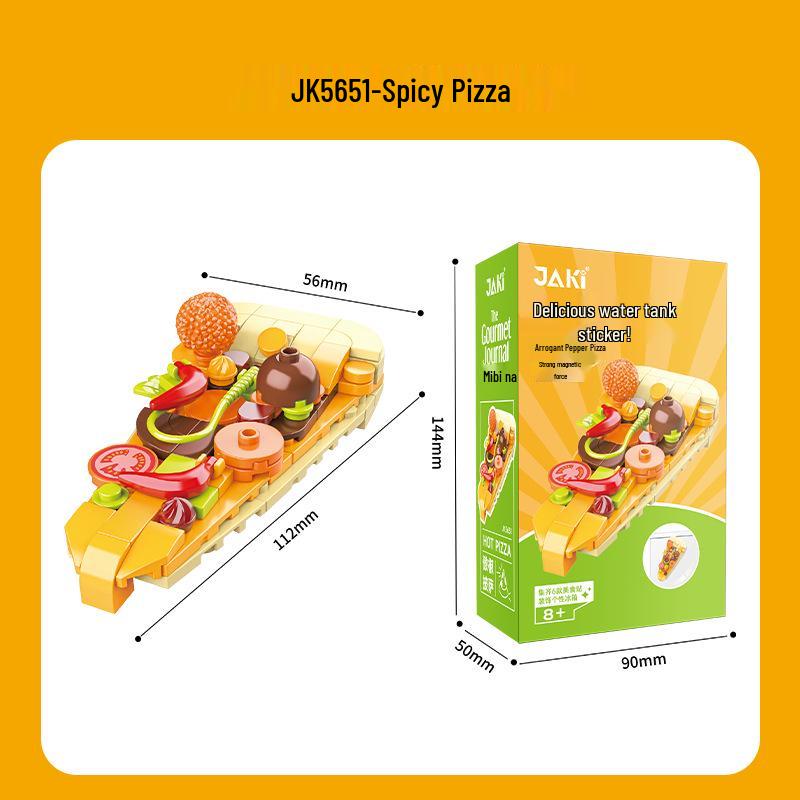 Jiaqi 5651-57 Creative Food Magnets: Pizza, Burger, Sandwich Building Blocks for Kids.