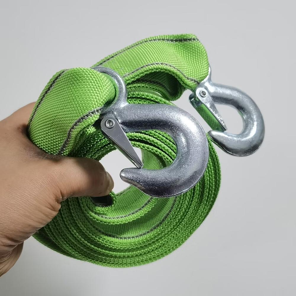 1Pc 4m Car Tow Cable Heavy Duty 8 Ton Trailer Rope Towing Pull Rope Strap Hooks Van Road Recovery Car Accessories