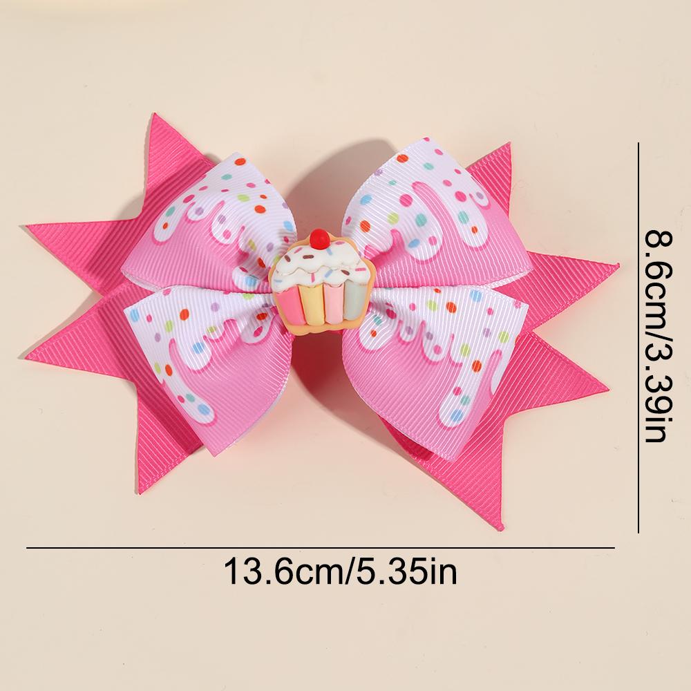 2 Stück Trendige Creme Schleifen Haarspangen Rosa Band Legierungsbasis Haarnadel Süß Kawaii Dessert Kopfschmuck Mädchen Kinder Haaraccessoires