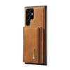 Phone Case Magnetic Card Holder Wallet Stand Cover Fit for Samsung Galaxy S22 Brown S22 Ultra