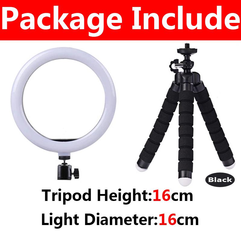 LED Ring Light Photography Adjustable Lighting Phone Ringlight With 20cm Tripod Stand USB Round Fill Lamp For Phone Video Live