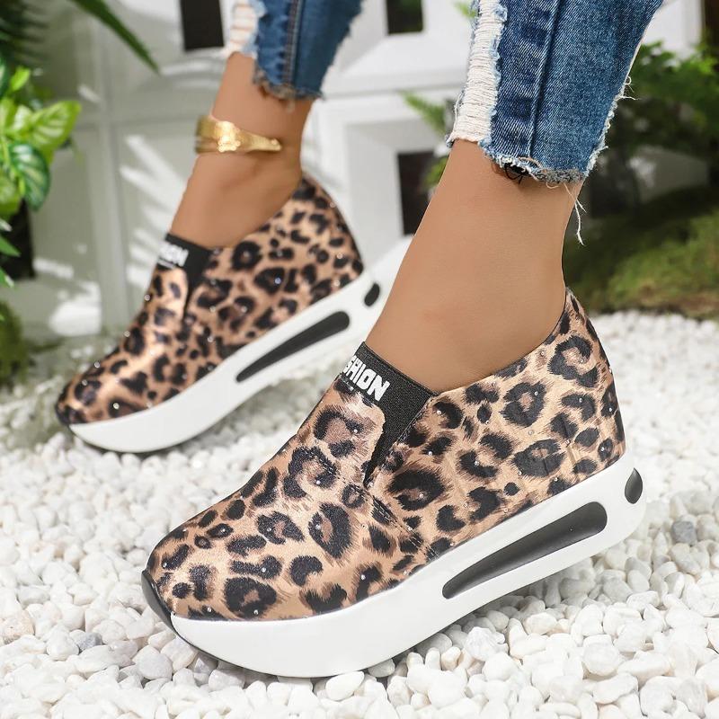 New Spring and Autumn Women's Shoes New Fashion Slip-on Thick-soled Flower Printed Casual Breathable Anti-Slip Sneakers