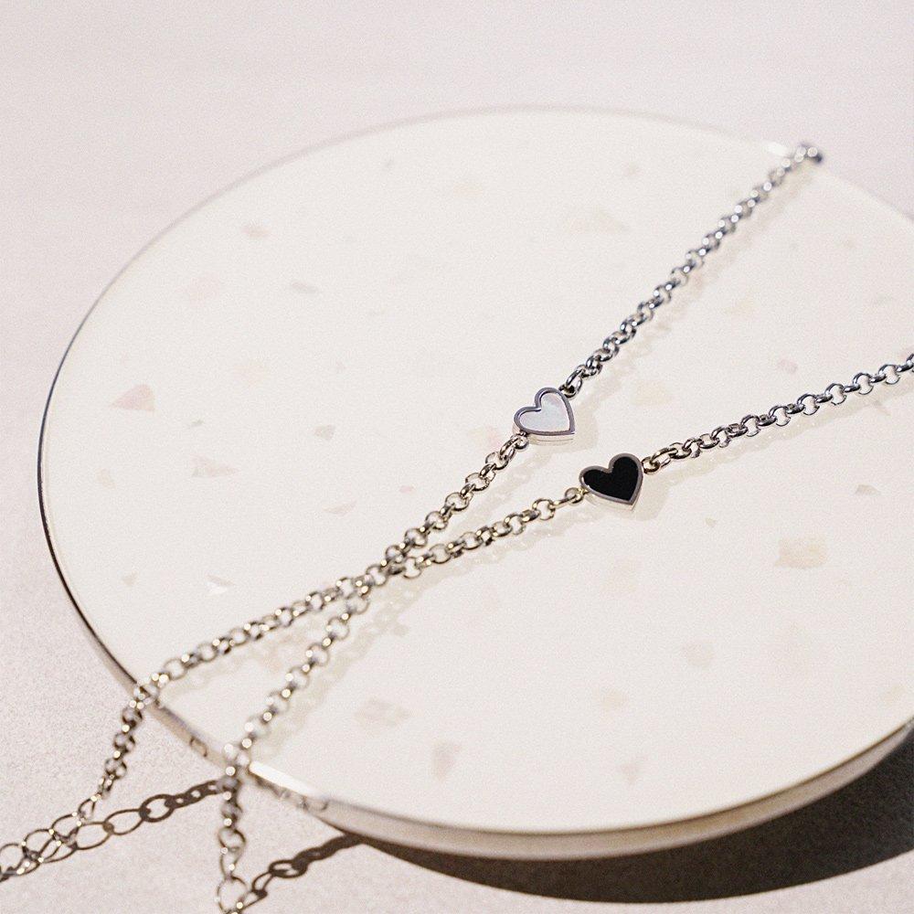 Bizmix Heart Pendant Surgical Steel Adjustable Length Chain Bracelet (C2201-Ac828_Bk)