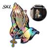 Multipurpose Personalization Decal Praying Hands & Rosary Car Sticker, Reflective Decal, Easy Apply Traceless Sticker Waterproof Jesus for Auto Window