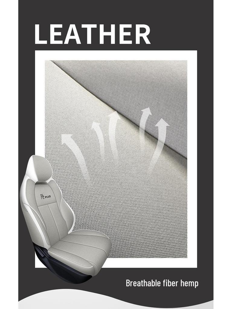 BYD Yuan PLUS Linen Cartoon Car Seat Cushion – Breathable, Full Wrap, Four Seasons Universal Cover.