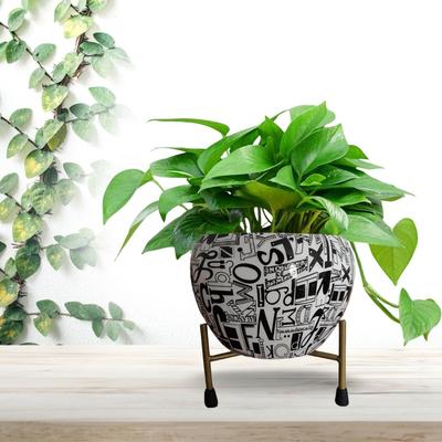 Blomstervase i metall med jernstativ, potter til planter, plantepotter til hjemmedekor, sukkulentpotte, innendørs blomsterpotte, dekor for balkong og hage
