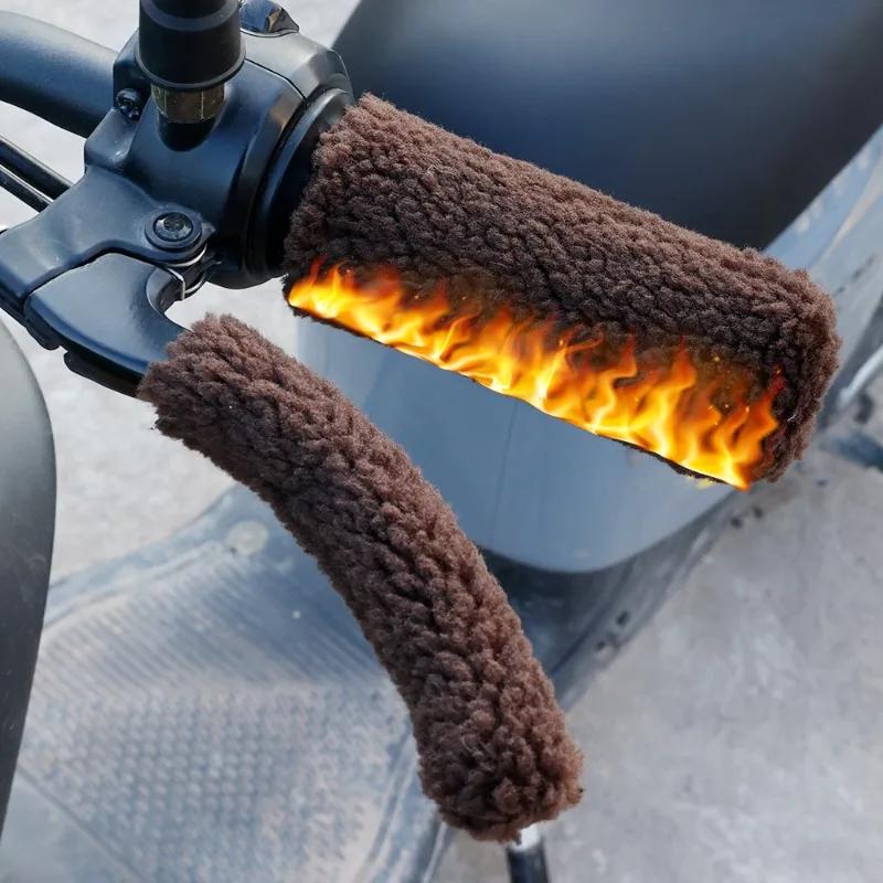 Simulierter Plüsch-Griffhandschuh, Motorrad-Griffabdeckung für den Winter, dicke, warme Griffhandschuhe, Abdeckungen, universeller Handwärmer für Roller