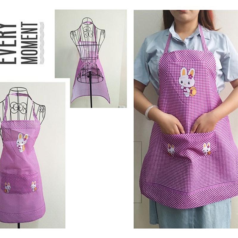 Cute Little Rabbit Print Apron With Waterproof Fabric And Front Pocket Perfect For Home Kitchen Cooking Baking