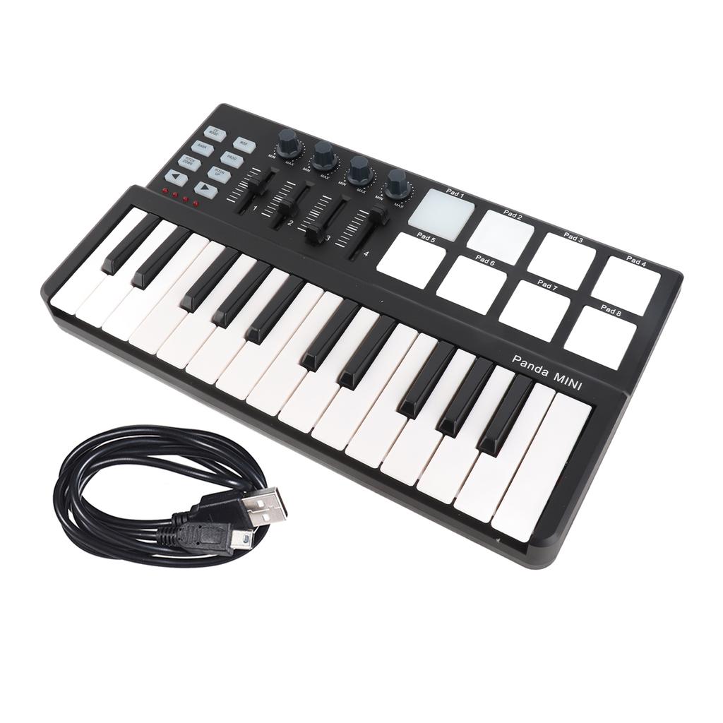 25 Key Ultra Portable USB MIDI Keyboard Controller with 8 Colorful Backlit Trigger Pads