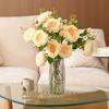 A Champagne Orange Artificial Silk Rose Peony Flower Branch Table Vase Decor Wedding Foral Arrangement Materials Photo Props