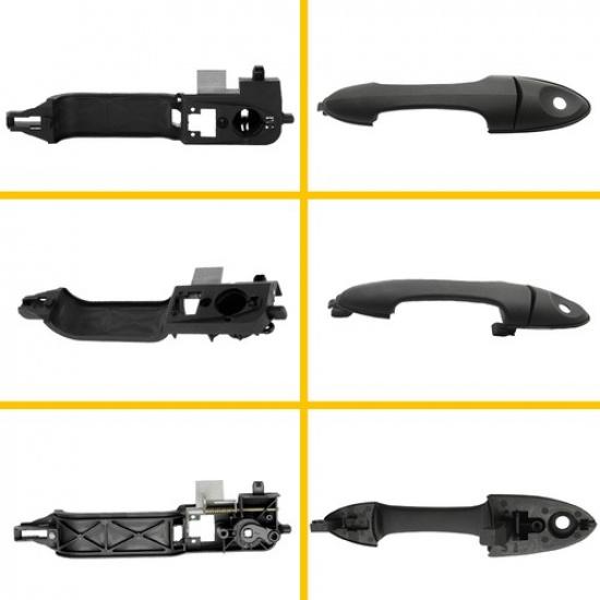 LH Driver Side Exterior Door Handle and Bracket Black for 2000-2007 Ford Focus V