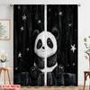 2pcs,2D Plane Printing Minimalist Curtains Starlit Panda 100% Polyester (without Rod) Holiday for Study, Living Room, Kitchen -