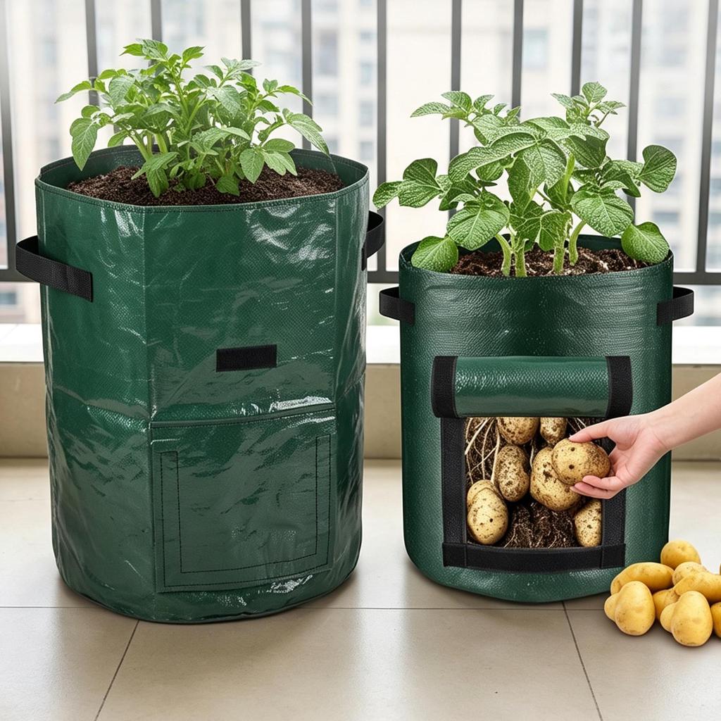 7/10 Gallon Potatoes Grow Bags Gardening Plant Growing Bag for Potatoes Carrots Gingers Vegetable Planter Container with Handles