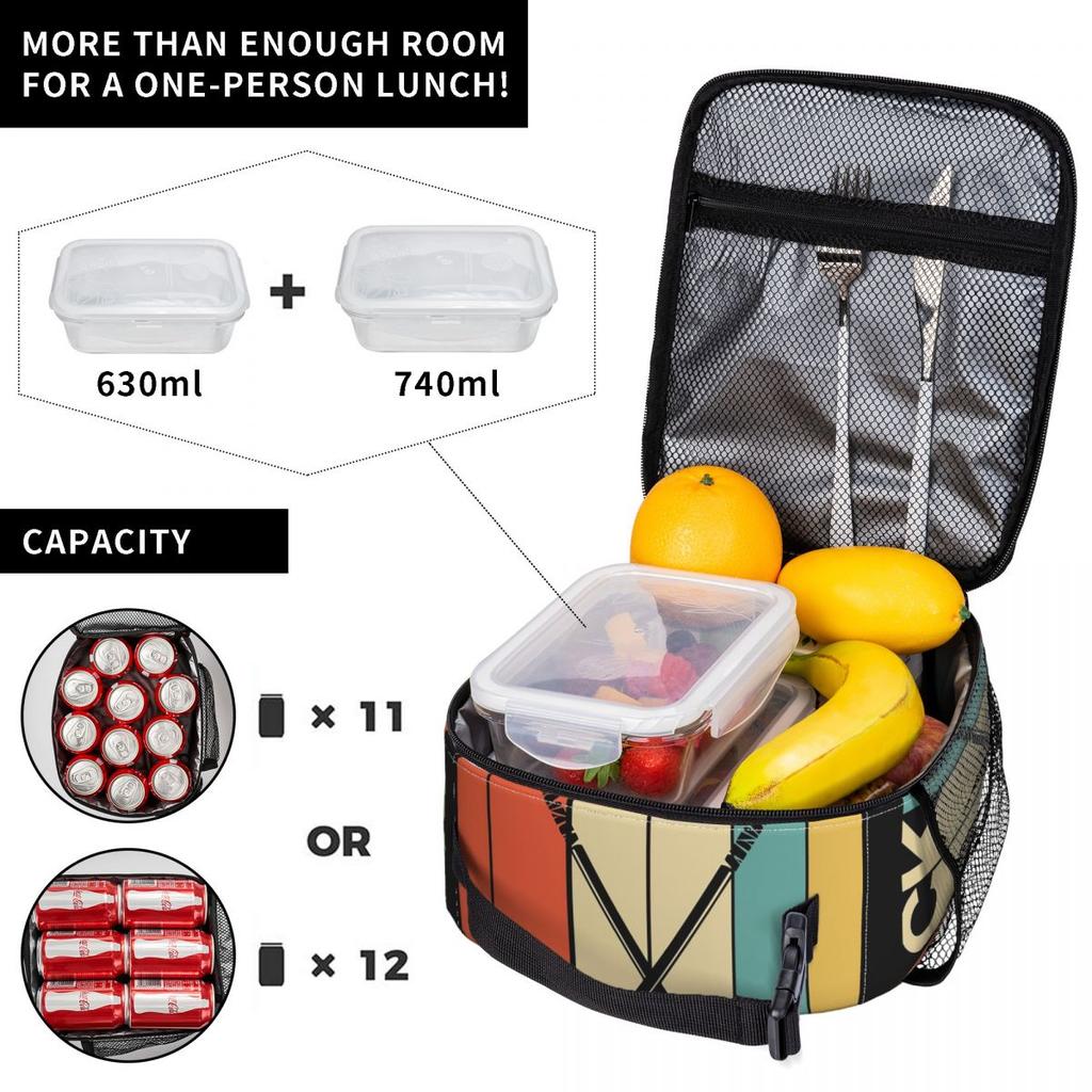 Hockey Vintage Insulated Lunch Bag for Women Office Cooler Thermal Food Box Tote Portable Lunch Boxes Container