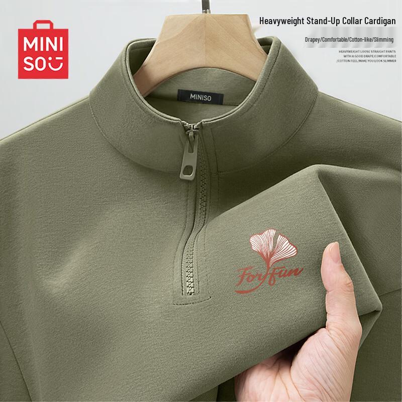 

MINISO Men s Half-Zip Stand-Collar Sweatshirt L