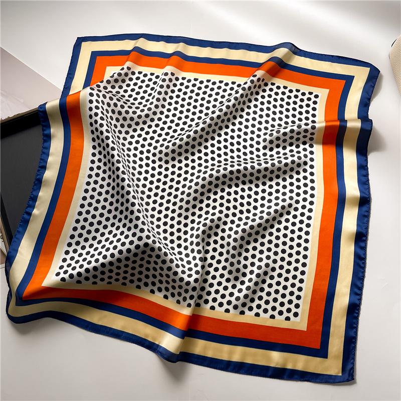 Polka Dot Square Scarf Color Matching Geometric Silk Scarf Imitation Silk Women's Square Scarf 71x71cm Headscarf Shawl Travel Scarf