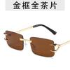 Lunettes de soleil carrées vintage de luxe pour femmes hommes sans monture métal Protection UV400 Marque de mode Design Lunettes de voyage extérieur