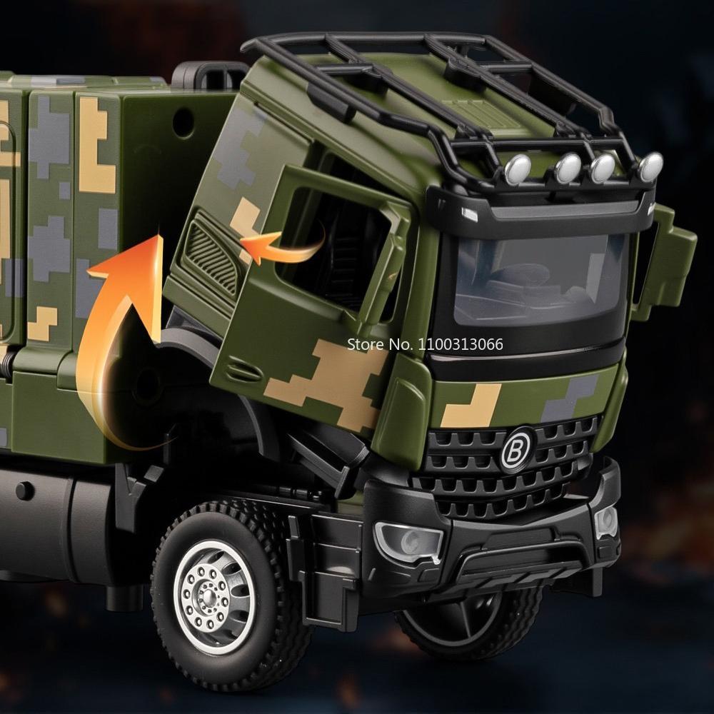 1:35 FL-10A Miniaturmodellautos Spielzeug Räder Rückziehmotor Türen zu öffnen Militärische Raketenfahrzeuge Transport LKW Modell Heimdekoration