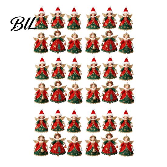 Christmas Window Display Props 6/10/12/24/36PCS 2D Flat Wooden Angel Ornaments, Hanging Decorations for Xmas Ornaments Tree, Wall, Window, Holiday