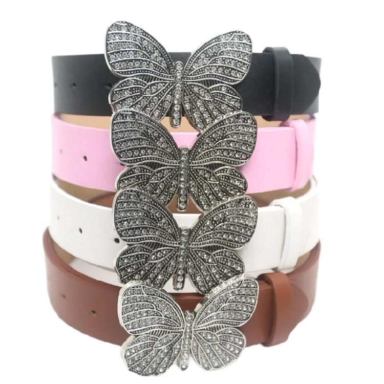 Creative Diamond Buckle Waist Belt Adjustable PU Belt for Women Jeans Skirt Coat