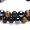 Tiger Eye Bracelet 8mm Tiger"s Eye Black Stone Beads Stretch Cord Bracelet Adjustable Double Layer
