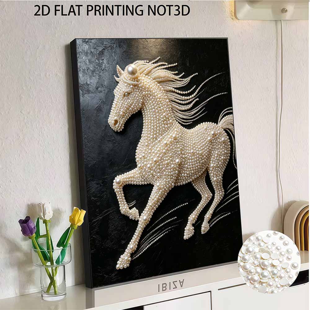 5D DIY Pearl Diamond Painting Kit Majestic Running Horse Full Drill Embroidery Mosaic Art Home Wall Decor Gift