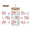 Clear Libbey Glasses Wraps Bow Theme Cup Decals Creative Pink Bow Decals  For 16Oz Glass Cup