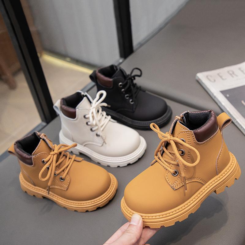 2024 season new children's Martin boots boys fashion British style short boots girls boots medium and small yellow boots shoes