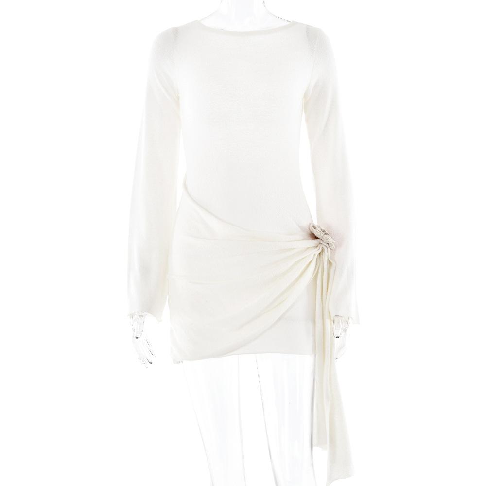 Sexy Elegant Slim Long Sleeved Knitted Short Dress For Women Winter Fashion Office-lady Solid Wrapped Hip Dresses