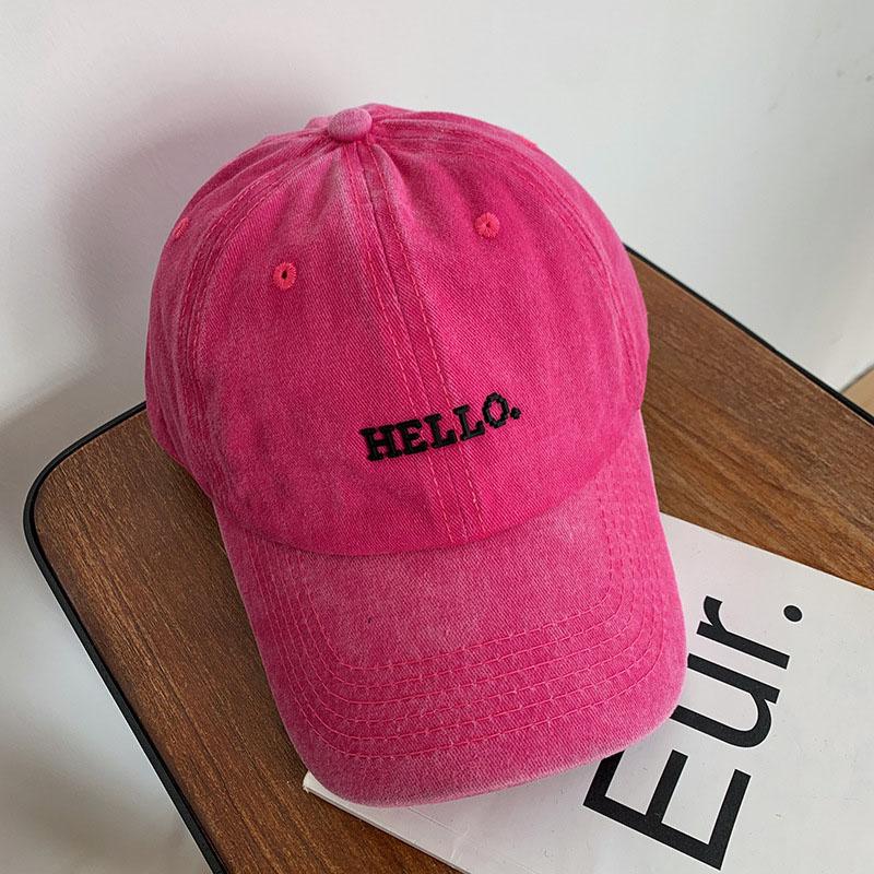 Fashion Solid Color Baseball Hat for Women Summer Cotton Letter Embeoirdery Peaked Duck Tongue Cap Girls Pink Outdoor Hat