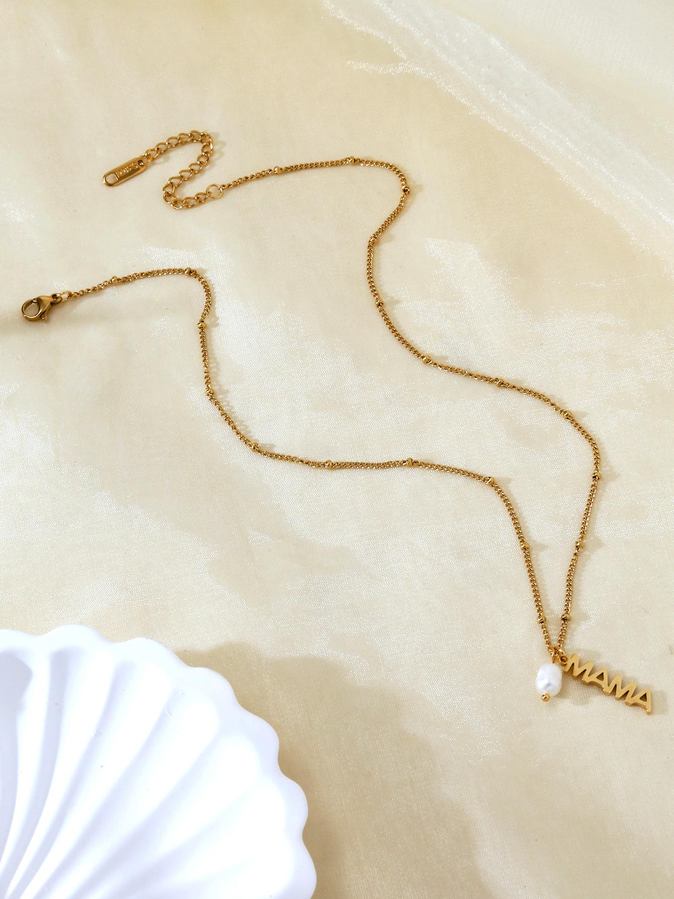 

1 шт. Элегантное минималистичное ожерелье с подвеской из нержавеющей стали с покрытием из 18-каратного золота и цирконом, нежная подарочная коробка ко Дню матери