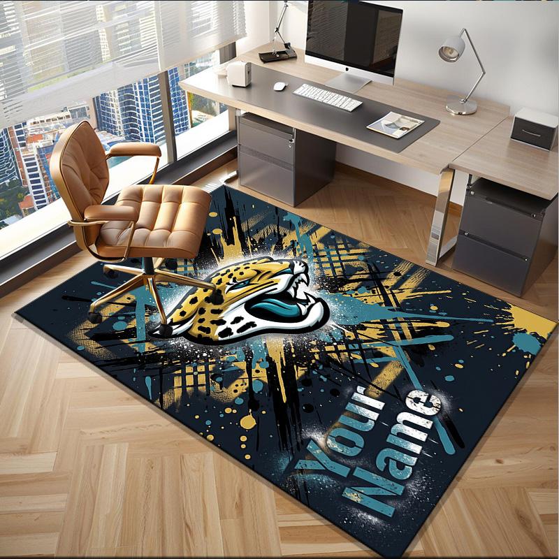 Custom Name Rug Jacksonville Team Spirit Area Rug Suitable for Indoor And Outdoor,Carpets for Homes, Offices,Living Rooms,Home Decor,Christmas Gift