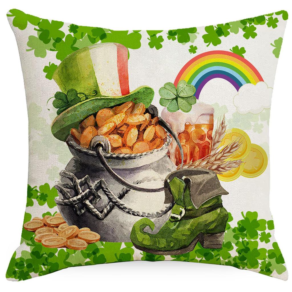 New St. Patrick Clover Pillowcase Office Pillow Sofa Cushion